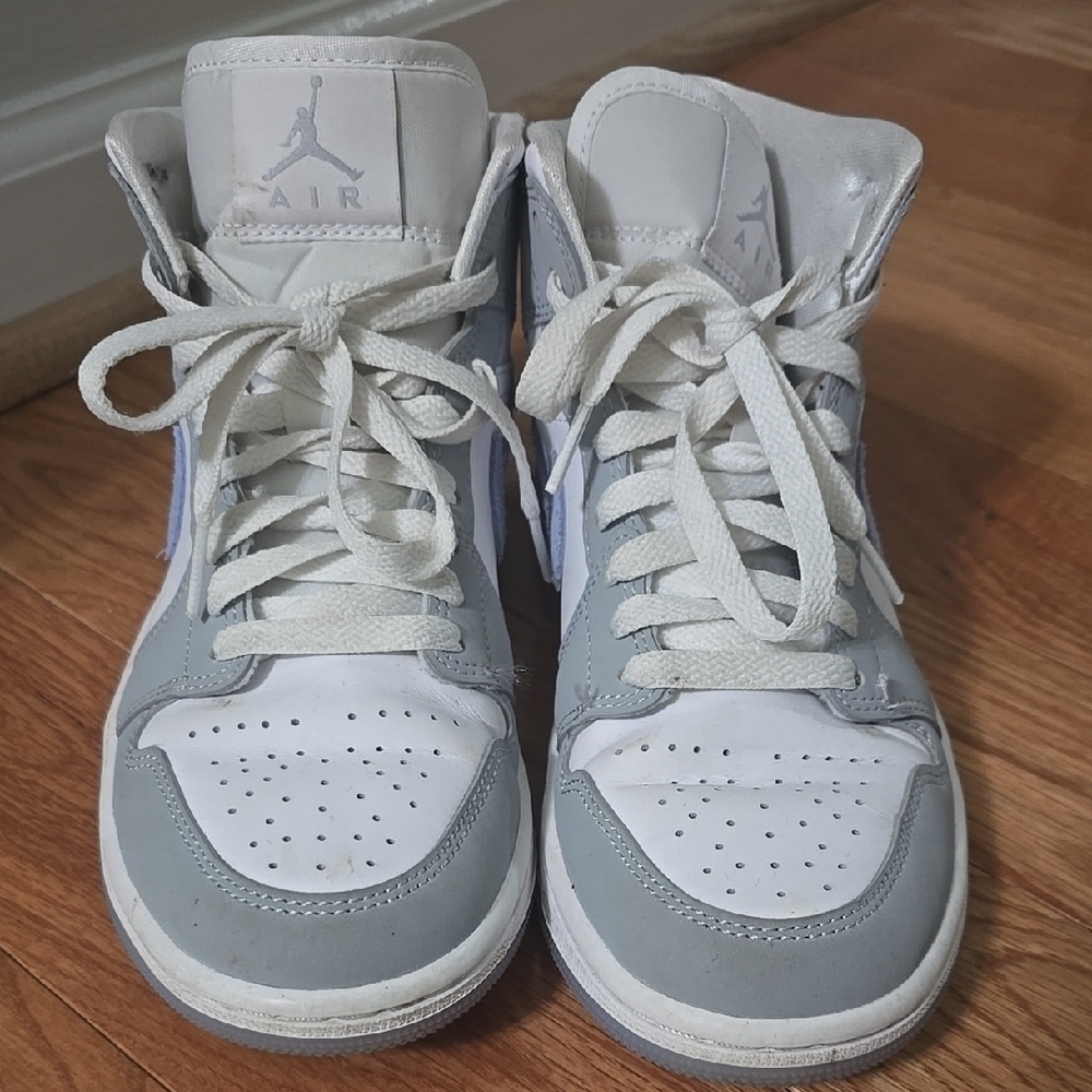 Air Jordan High-Top Sneakers in White and Gray